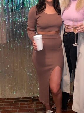 Forever 21 Taupe Ribbed Knit Set